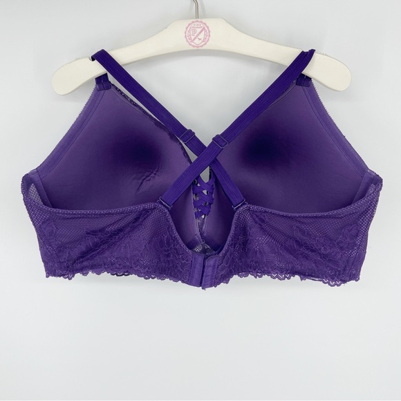 Torrid XO Plunge Push Up Purple Lace and Mesh Overlay Bra Size 46DDD *READ* - Picture 6 of 14
